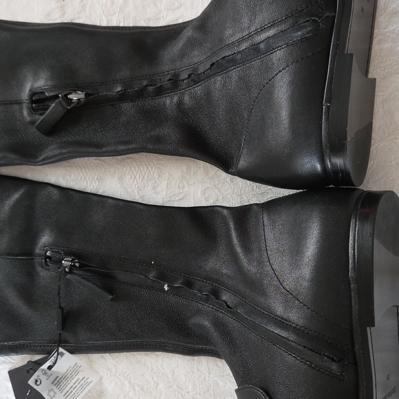 Massimo Dutti Knee High Stretch, FLATLoafer Style Leather Boot. Women's 8 - Picture 4 of 7